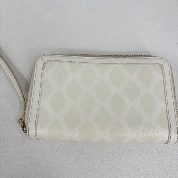 Vera Bradley Ultimate Wristlet Wallet Clutch White Oyster Leather Diamond Print - Picture 7 of 15